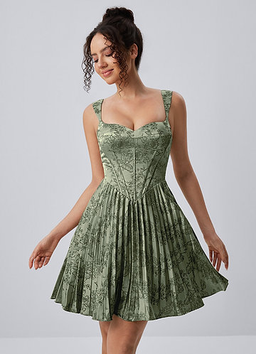 olive green homecoming dress A-Line Satin Short Prom Dress, Green US 2 / Burgundy formal events olive green homecoming dresses A