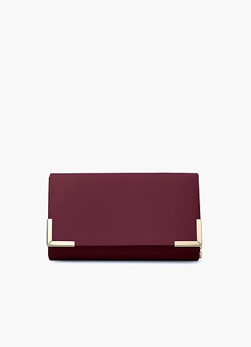 front Matching Color Matte Satin Envelope Clutch Bag