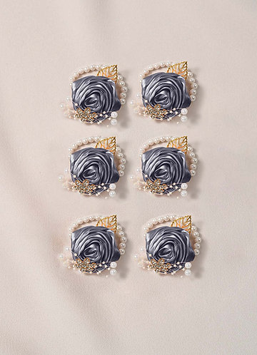 front 6PC Matching Color Bridesmaids Wrist Corsage with Pearl Bracelet