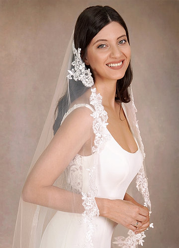 front Diamond and Lace Waltz Veil