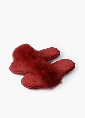 front Chaussons pelucheux à bandes croisées