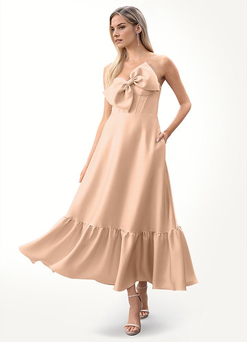 Alysha Blush Pink Bow-Tie Midi Dress image1