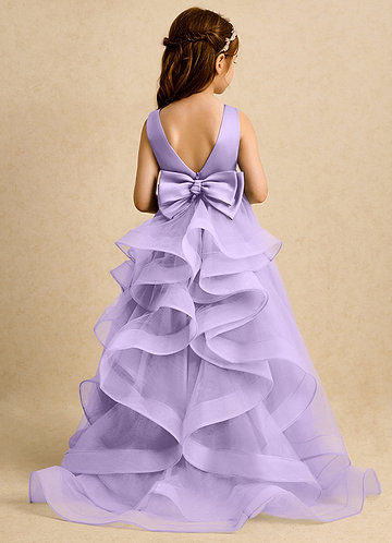fitted lace wedding dress Zapaka Women Purple Chiffon Short Sleeves Long Junior Bridesmaid Dress V-Neck A-Line Wedding Guest Dress, Purple / J6 main image 0