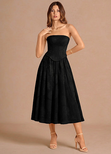 Isaura Black Midi Dress image1