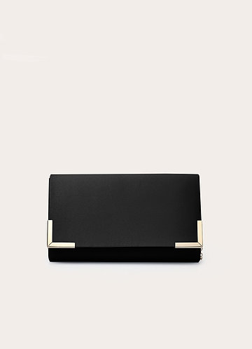 front Matching Color Matte Satin Envelope Clutch Bag