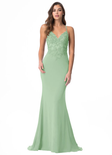 sage green beaded bridesmaid dress