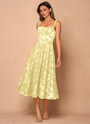 open lace back dress Vera Tulle Midi Dress in Butter Yellow  Lace & Beads