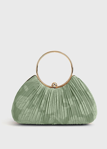 front Bijpassende kleur bloemen Burnout geplooide handtas