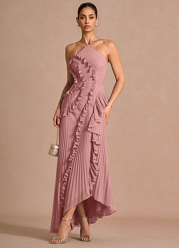 maxi light pink formal dress Jasmine Halter Maxi Dress, in Light Pink Luxe Satin, Size: XS | Show Me Your Mumu main image 1