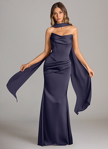 Azazie Sorrel Bridesmaid Dresses Stormy Mermaid Strapless Stretch Satin Convertible Dress image1