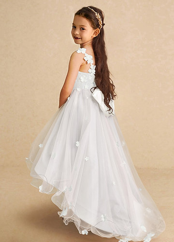 Azazie Celia Flower Girl Dresses Ivory A-Line Lace Tulle Dress image1 0