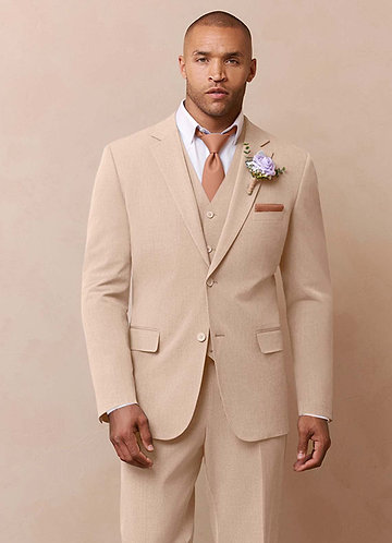 front Savile Tan Wool Blend Suit Jacket