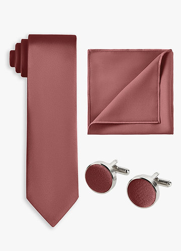 front Matching Color 3-Piece Stretch Satin Wide Tie Set