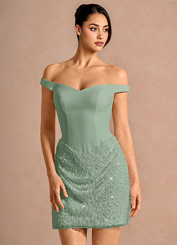 Dovinia Matcha Mini Dress front