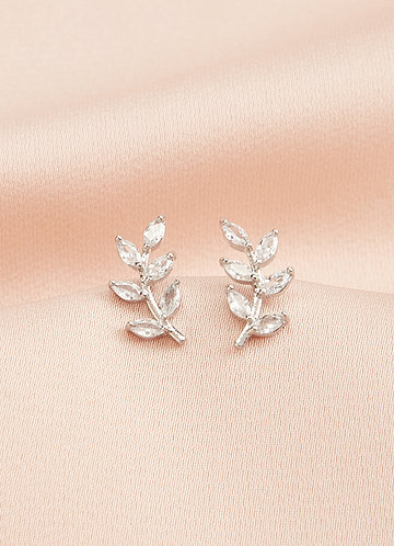 front Zircon Leaf Shaped Earrings