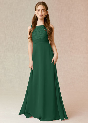 Lace Hunter Green Junior Bridesmaid Dress Azazie Rana Junior Bridesmaid  Dress In Dark Green Azazie UK