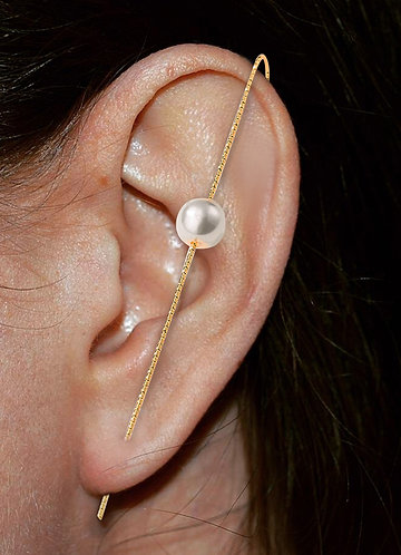 back_Unilateral Floating Pearl Earrings