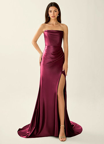 Philomena Ankara Red Corset Stretch Satin Mermaid Prom Dress image1