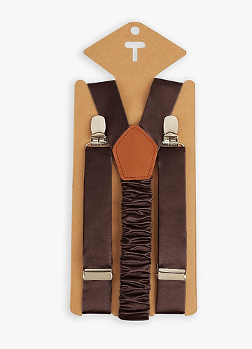 front Matching Color Boy's Matte Satin Suspenders