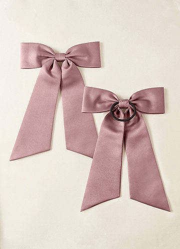 front Matching Color Matte Satin Bow Hair Tie Set