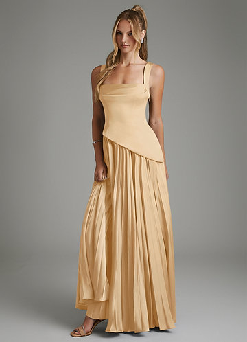 gold dress au 2026 Bridesmaid Dresses The clean back zip