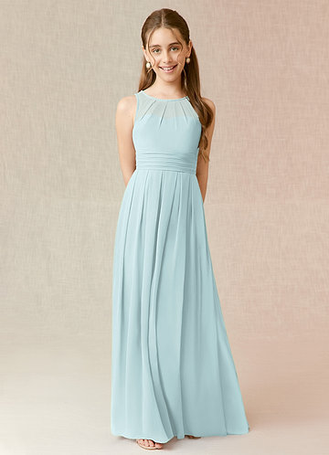 Azazie Bibiane Junior Vestido de Neblina de Gasa de Corte en A con Plisado image1