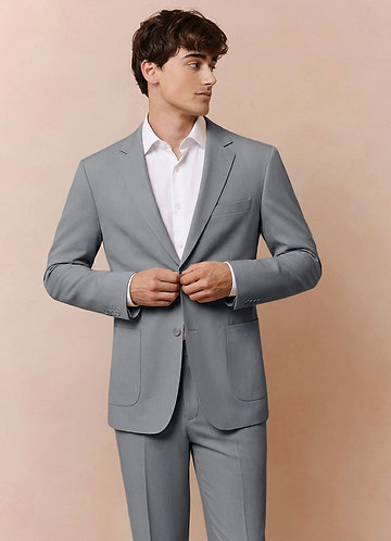 front Owen Grey Lightweight Tailored Suit Jacket