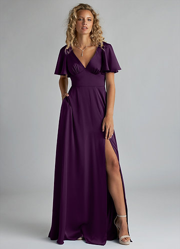 halter chiffon bridesmaid dress Neck Pleated Built Red Carpet Fuchsia Bridesmaid Dresses - Color:Vintage-Mauve