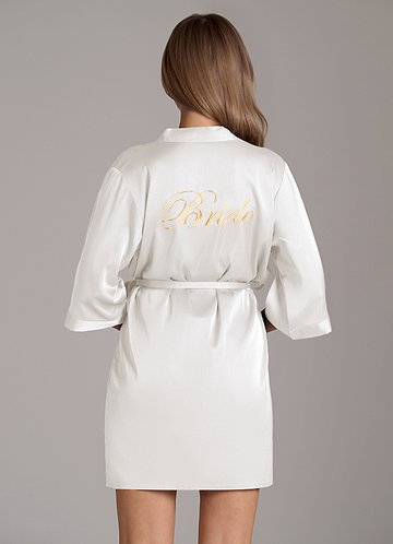 front Bridal & Bridesmaid Satin Embroidered Robe