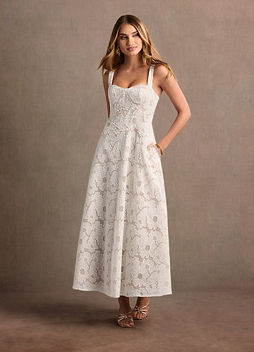 Charlotte White Lace Midi Dress image1