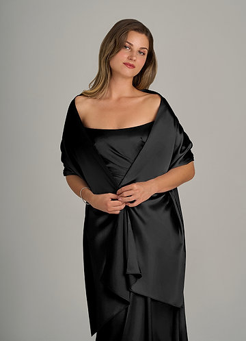 front Azazie Matching Color Metallic Satin Shawl