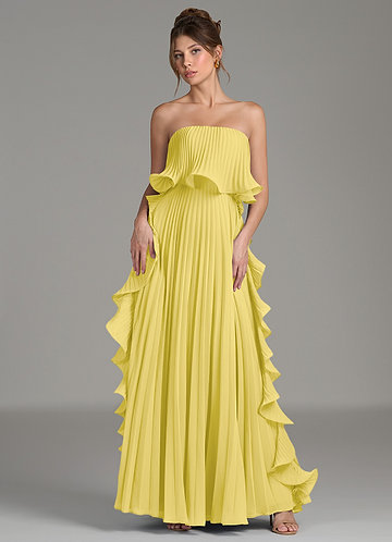 canary yellow bridesmaid dresses Lightweight woven chiffon shapes