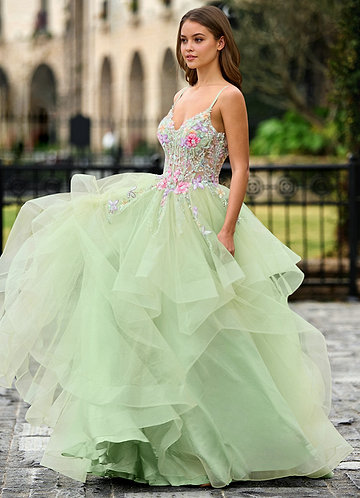 Goartrume Green Mermaid Tulle Prom Dress image1