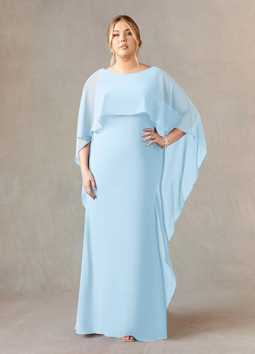 Azazie Dion Mother of the Brides Dresses Sky Blue Sheath Scoop Stretch Crepe Dress image1