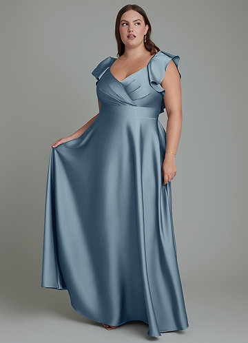 blue grey bridesmaid dresses uk Dusty Plus Size Floral dress