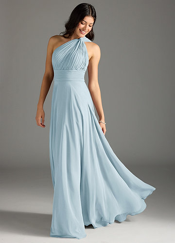 Azazie Charlize Bridesmaid Dresses Sky Blue A-Line One Shoulder Chiffon Dress image1