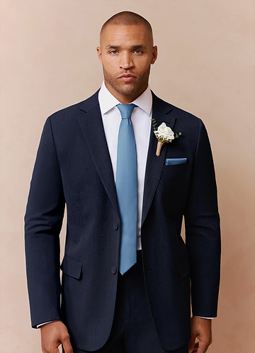 front Savile Navy Blue Wool Blend Suit Jacket 0