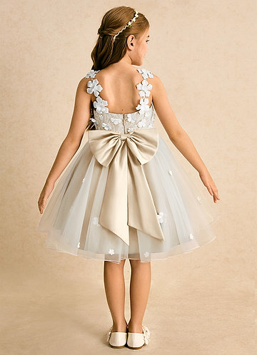 gold flower girl dresses Gold Lace Ivory Tulle Straps Wedding Flower Girl Dress 2T main image 0