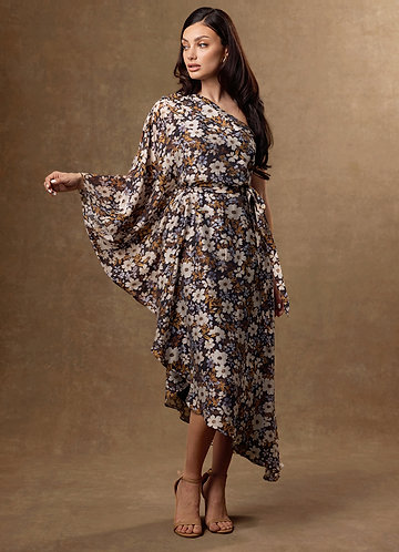 Mora Black Multi Midi Dress image1