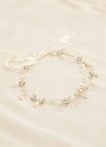 front Pearl And Crystal Floral Headband