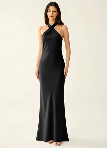 Manllanda Zwart Galajurk van satijn met strikjes image1