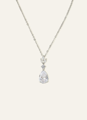 front Pear Cut CZ Pendant Necklace