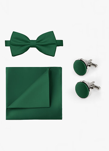 front Ensemble nœud papillon, pochette de costume et boutons de manchette assortis