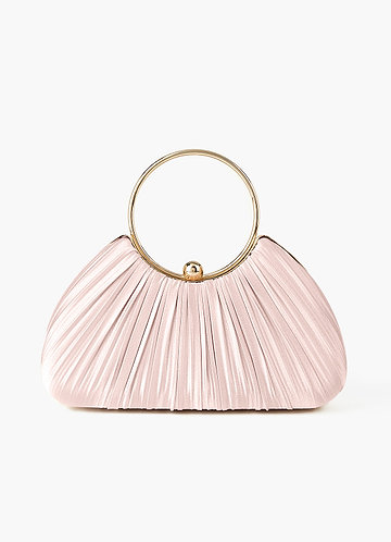 front Bolso plisado de satén metálico a juego