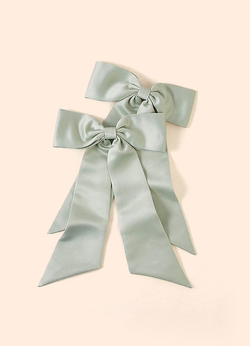 front Ensemble de pinces à cheveux avec nœud en satin extensible de couleur assortie