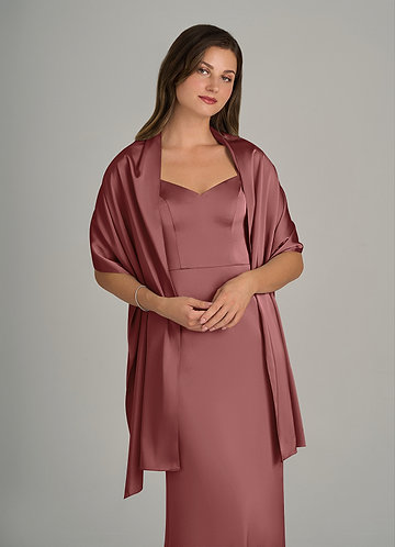 front Azazie Matching Color Ireland Stretch Satin Shawl