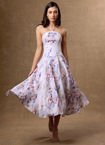 Elize Light Pink Multi Midi Dress image1