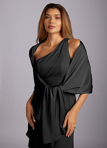 front Azazie Aleena Stretch Satin Shawl