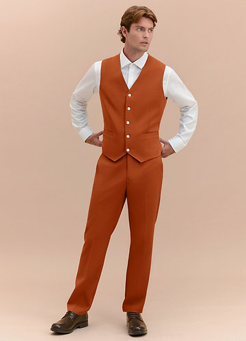 front James Burnt Orange Structured Stretch Suit Vest