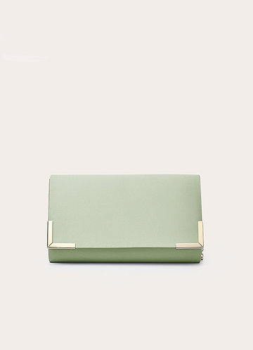 front Matching Color Matte Satin Envelope Clutch Bag
